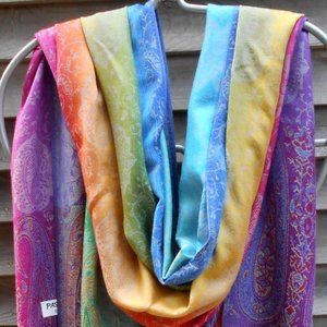 Rainbow Pashmina Scarf for Women Festival Wraps Shawls Muffler Bohemian Scarves